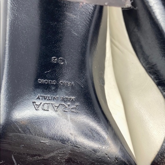 Prada Sz 38 Gray Leather Cuban Heel Pumps - Picture 10 of 15